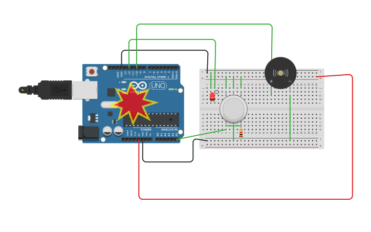 Circuit design ED CSED LPG Gas Detection Arduino Project - Tinkercad