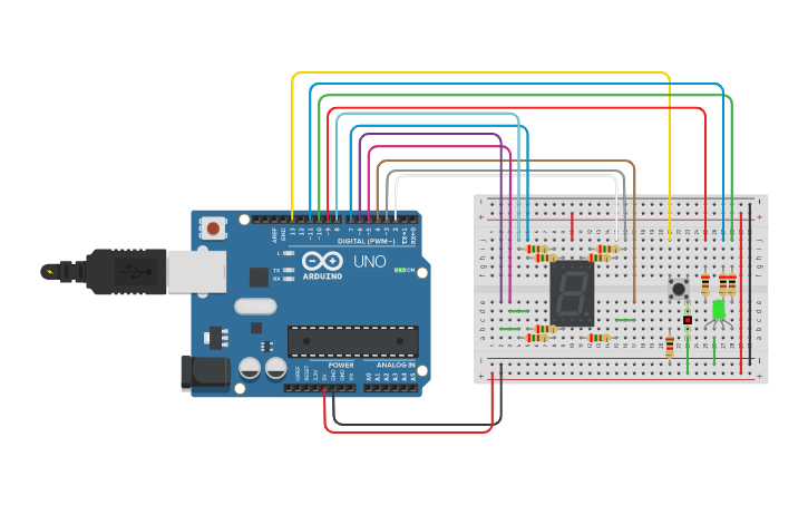 Circuit design SEVEN SEGMENT DISPLAY USING ARDUINO - Tinkercad