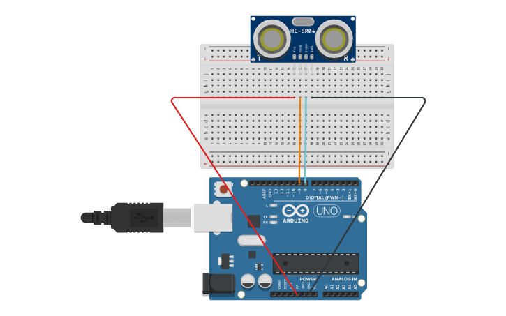 Circuit design Arduino 5 sensor - Tinkercad