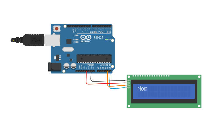 Circuit design LCD_I2C - Tinkercad