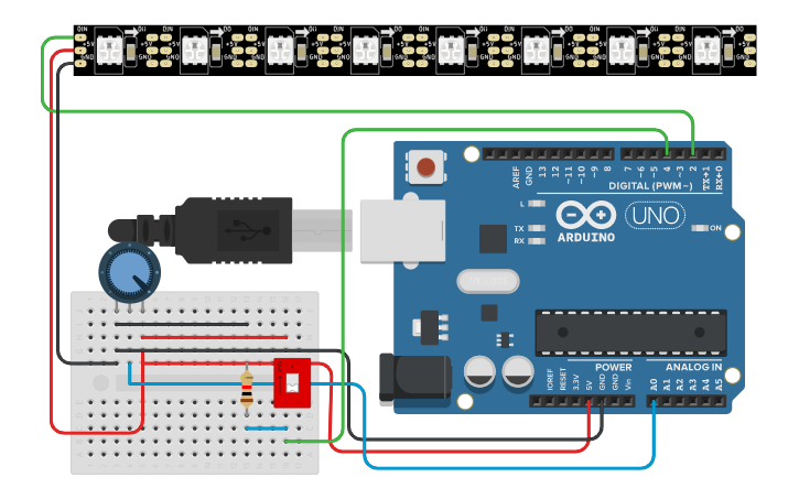 Circuit design TIRA LED NEOPIXEL - Tinkercad