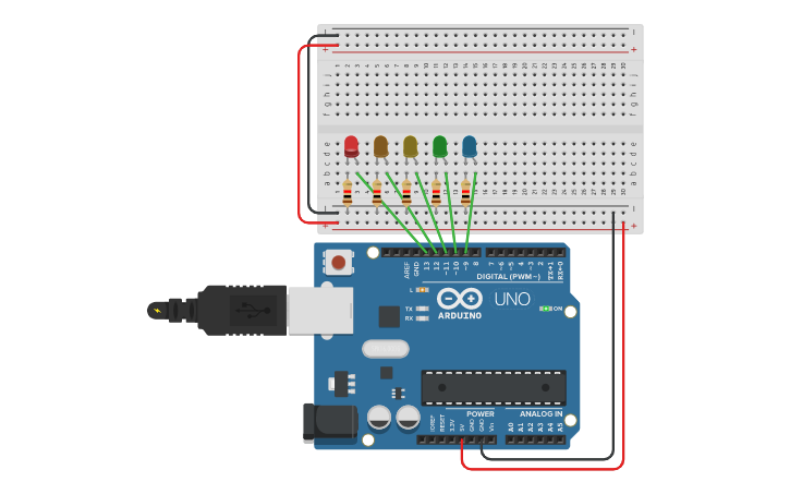 Circuit design rainbow circuit | Tinkercad