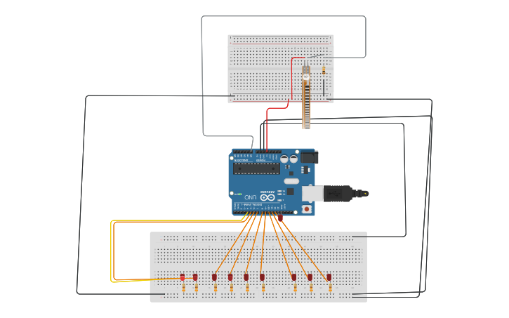 Circuit design Práctica sensor flex - Tinkercad