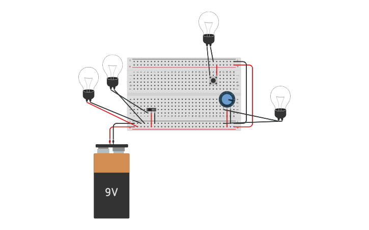 Circuit design encendido de bombillos - Tinkercad