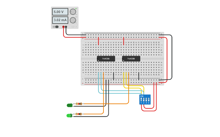 Circuit design Half Adder Using Logic Gates - Tinkercad