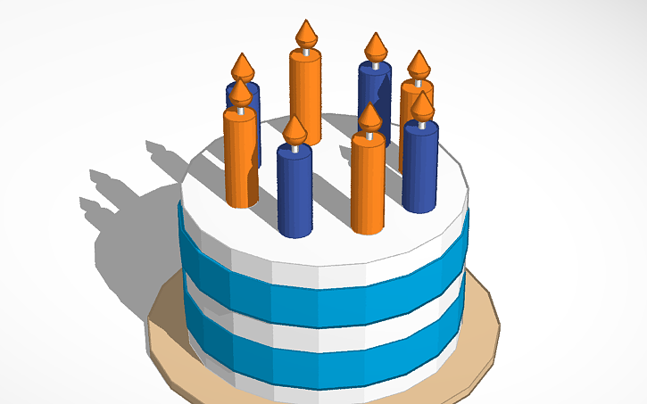 Cake Cad 3D design Birthday Cake - Tinkercad