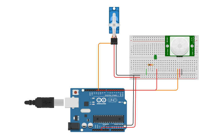 Circuit design Motor Micro Servo com PIR - Tinkercad