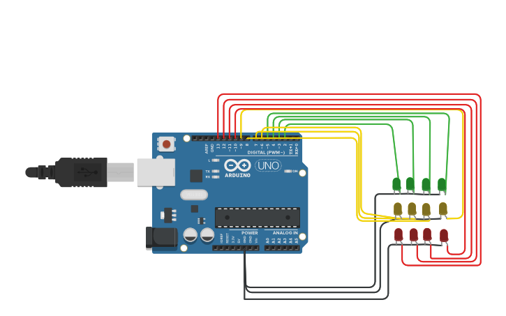 Circuit design drag racing light tree - Tinkercad
