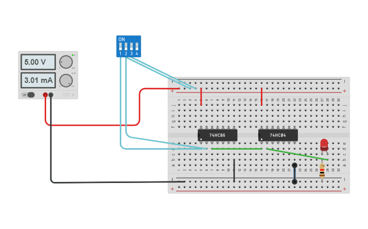 Circuit design EX-NOR GATE - Tinkercad