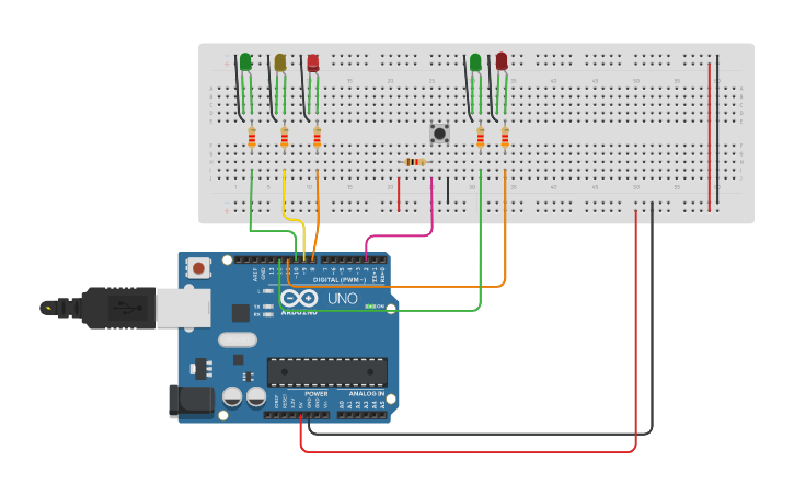 Circuit design semaforo con array | Tinkercad