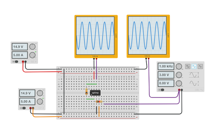 Circuit design PG23_GlendonLim inverting amplifier | Tinkercad