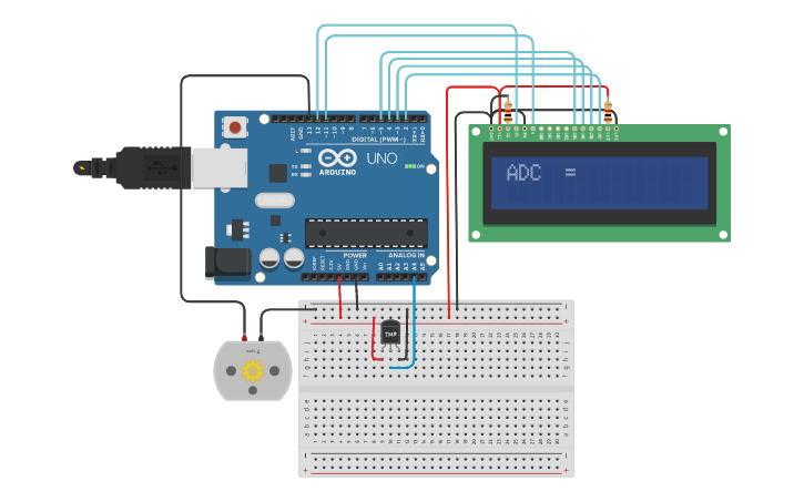 Circuit design Soal UAS 2 (Pengatur Suhu Ruangan) - Tinkercad