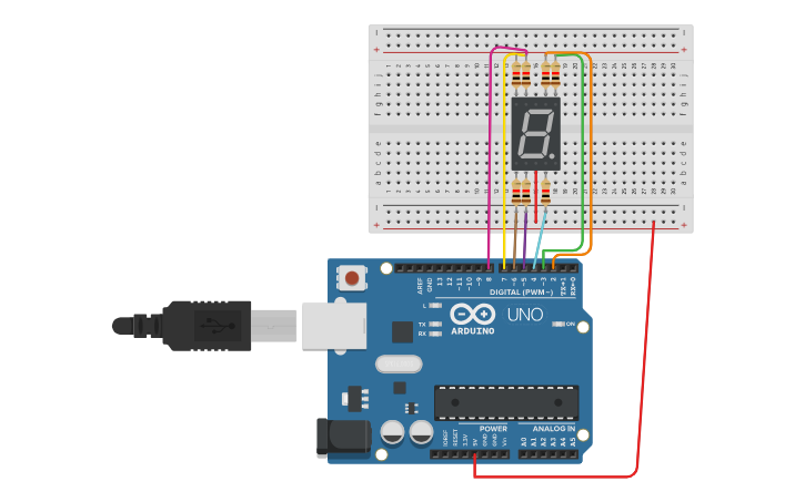 Circuit design CATODO COMUN - Tinkercad