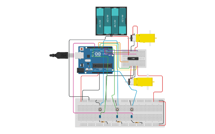 Circuit design SIMULASI ROBOT LINE FOLLOWER KLP 5 - Tinkercad