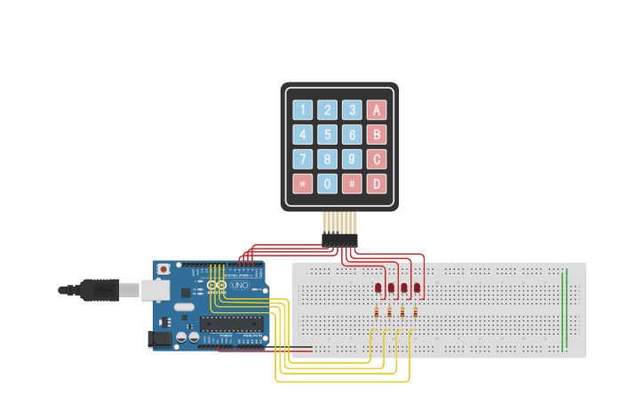 Circuit design button matrix - Tinkercad