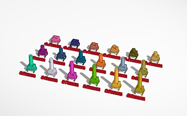 3D design 6x6mm tactile push button switch - Tinkercad
