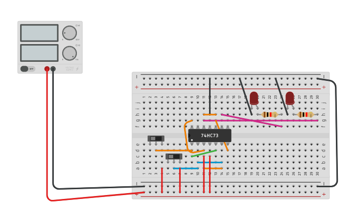 Circuit design synchronus up counter - Tinkercad