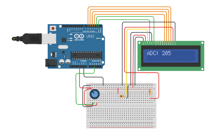 Circuit design Lv.1 LCD - Read Analog Input - Tinkercad
