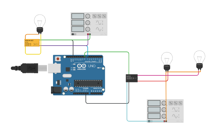 Circuit design Relay (1 + 2) | Tinkercad