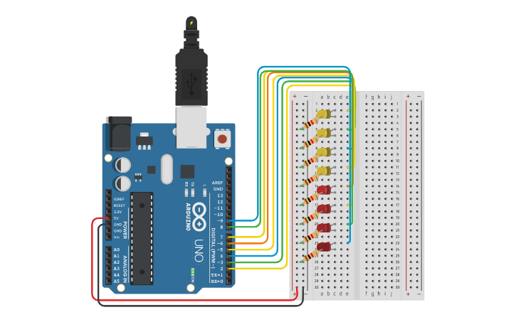 Circuit design Lab 4 - Multiple LEDs | Tinkercad