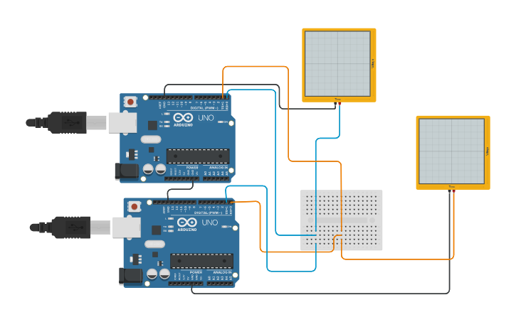 Circuit design Master/Slave Arduino - Tinkercad