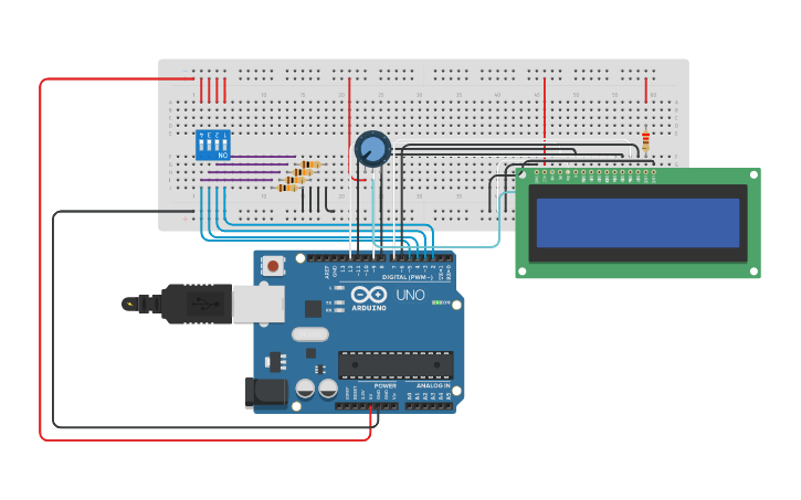 Circuit design Binary to decimal converter - Tinkercad