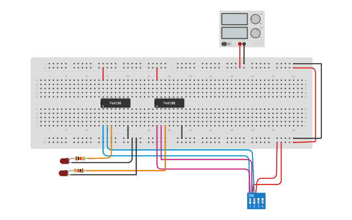 Circuit design Half Adder Using Logic Gates - Tinkercad
