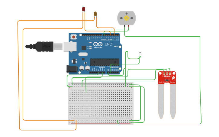 Circuit design Smart Plant Monitoring System - Tinkercad