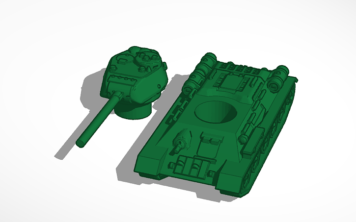 3d Design T 3485 Soviet Tank 2 Pieces Tinkercad