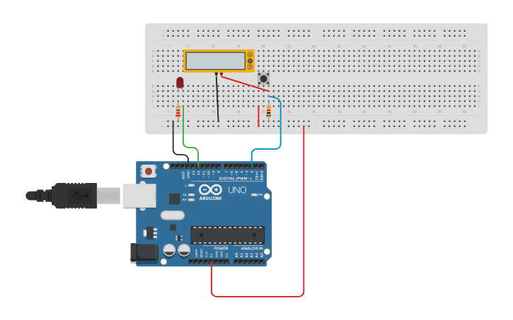 Circuit design Encendido/apagado de un led con pulsador | Tinkercad