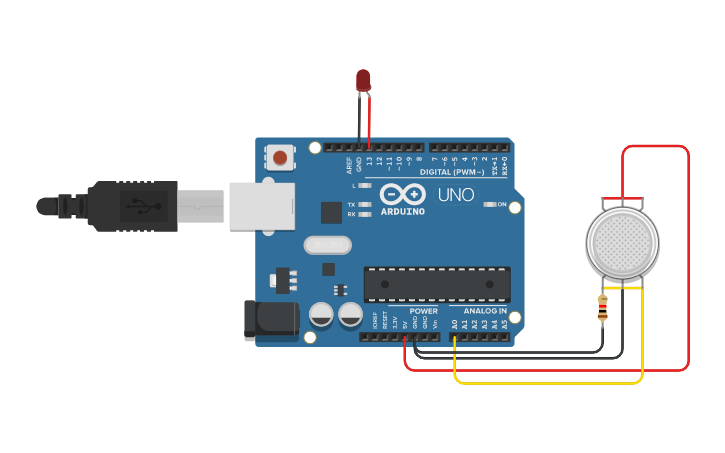 Circuit design 6 Pin Gas Sensor - Tinkercad