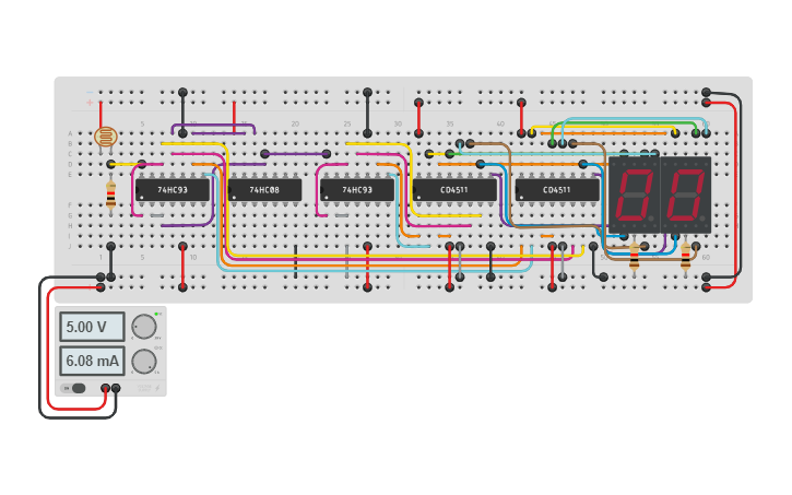 Circuit design 7 segment display 2 displays - Tinkercad