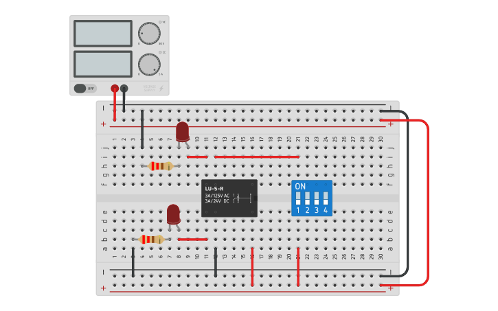 Circuit design SPDT - Tinkercad