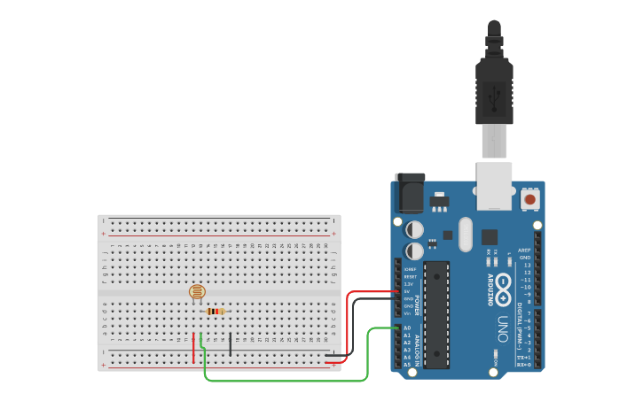 Circuit design Arduino_PhotoResistor_example 1 - Tinkercad