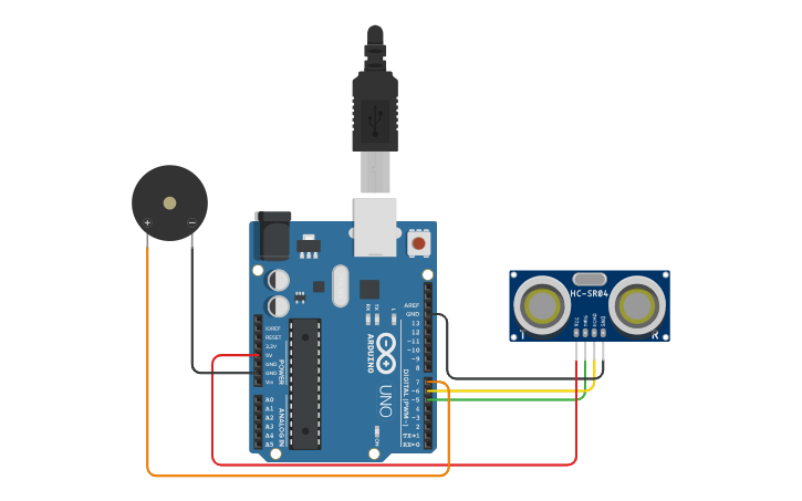 Circuit design ULTRASONIC DISTANCE SENSOR - Tinkercad