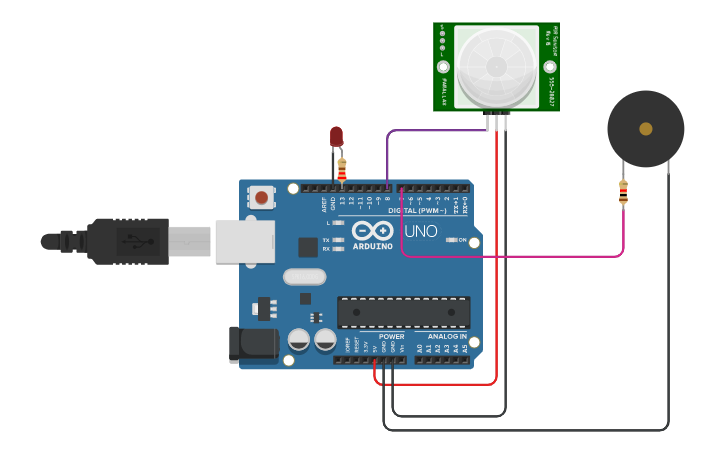 Circuit design alarm system - Tinkercad