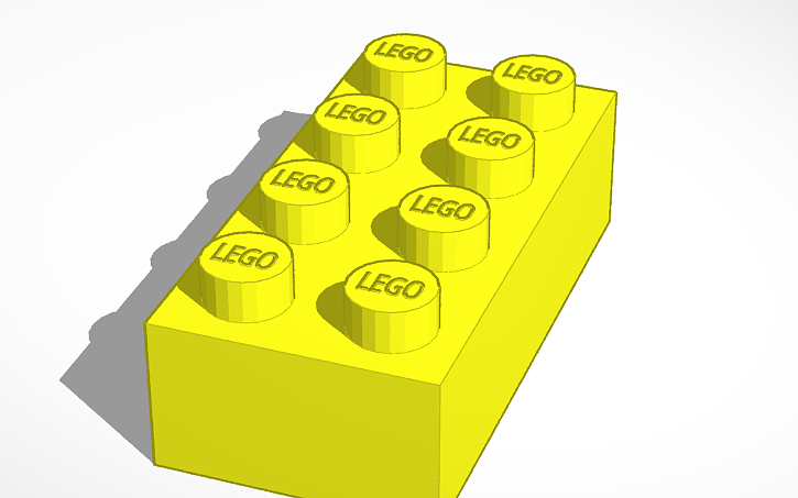 3D design Yellow 2x4 Lego Brick (To scale) | Tinkercad