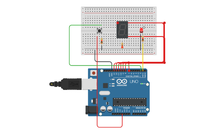 Circuit design 7 segment - Tinkercad