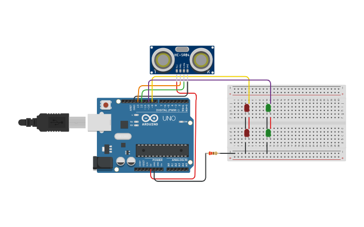 Circuit design Sensor de Sonido Bloques 2 Led - Tinkercad