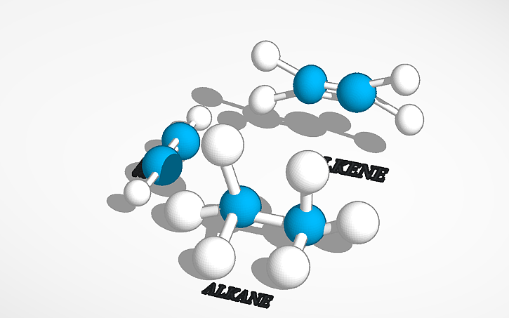 3D design alkyne, alkane, alkene - Tinkercad