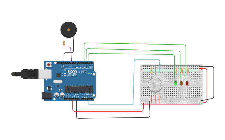 Circuit design smoke alarm - Tinkercad