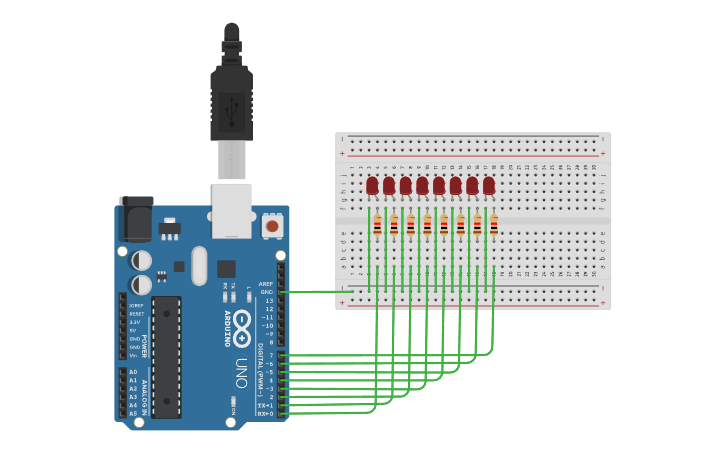 Circuit design rangkaian 2 arduino - Tinkercad