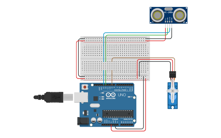 Circuit design Radar Ultrassônico - Tinkercad