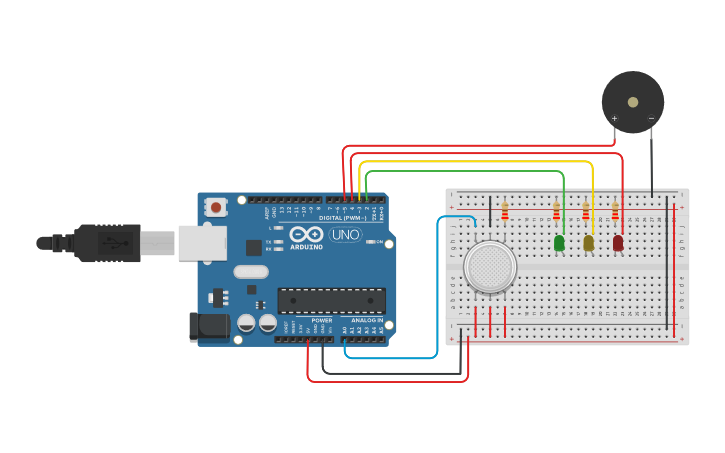 Circuit design Smoke detector circuit using arduino - Tinkercad