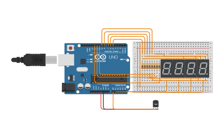 Circuit design Термометр | Tinkercad
