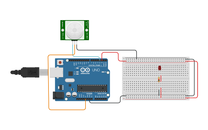Circuit design PIR SENSOR - Tinkercad