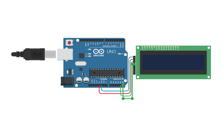 Circuit design lcd ekran i2c - Tinkercad