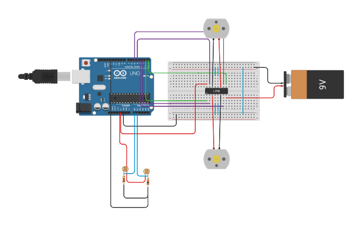 Circuit design Line Following Robot - Tinkercad