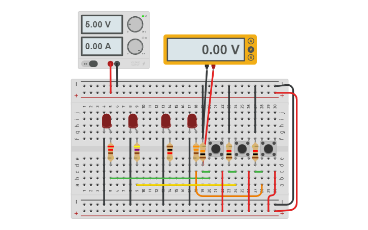 Circuit design PULSADORES PULL UP Y PULL DOWN - Tinkercad