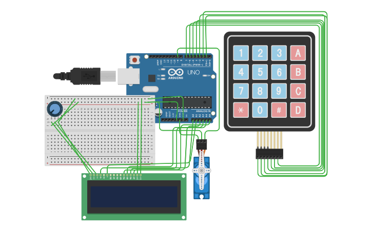 Circuit design Password Door Lock using arduino - Tinkercad